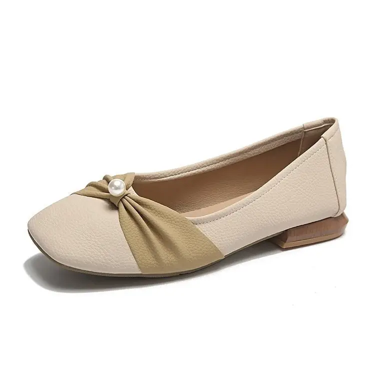 Square Toe Shallow Mouth Single Shoes Women's 2025 French All-match Flat Bean Shoes Soft Bottom Spring New Evening Breeze Women's Shoes - Image 7