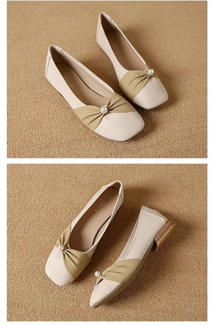 Square Toe Shallow Mouth Single Shoes Women's 2025 French All-match Flat Bean Shoes Soft Bottom Spring New Evening Breeze Women's Shoes — feature 19