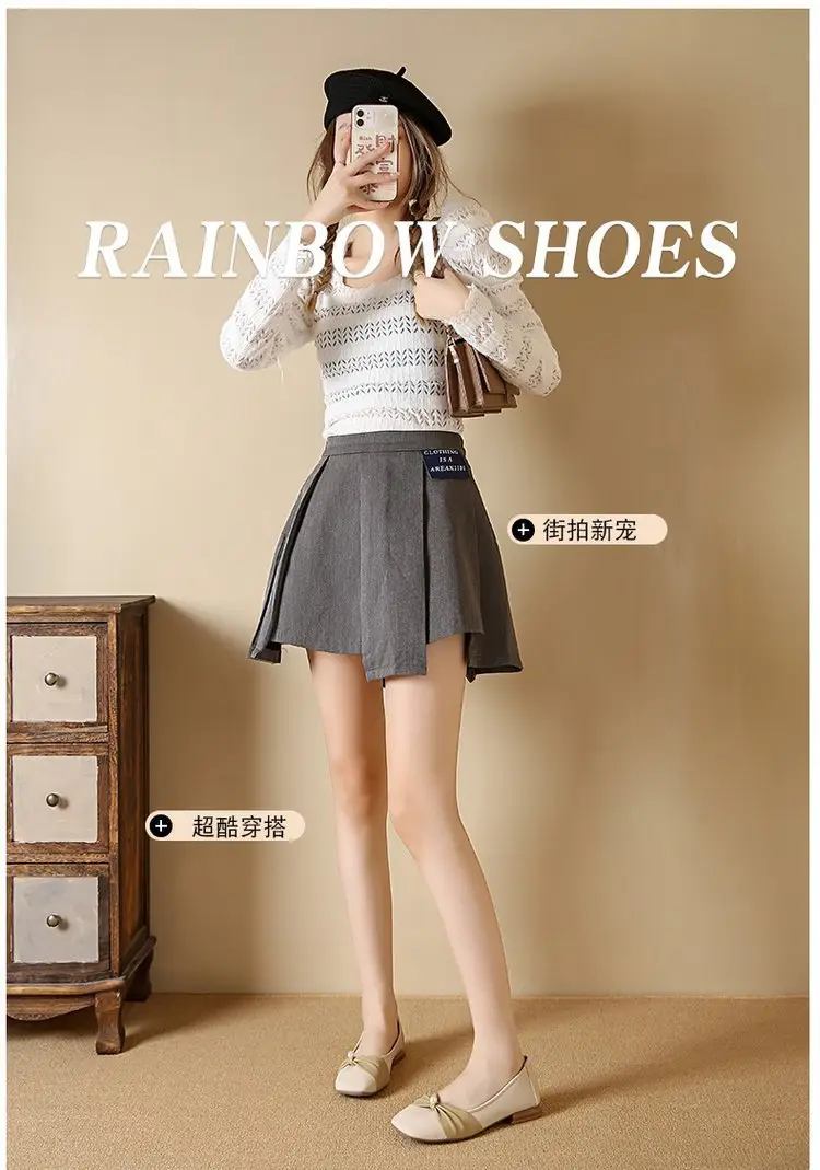 Square Toe Shallow Mouth Single Shoes Women's 2025 French All-match Flat Bean Shoes Soft Bottom Spring New Evening Breeze Women's Shoes — feature 2