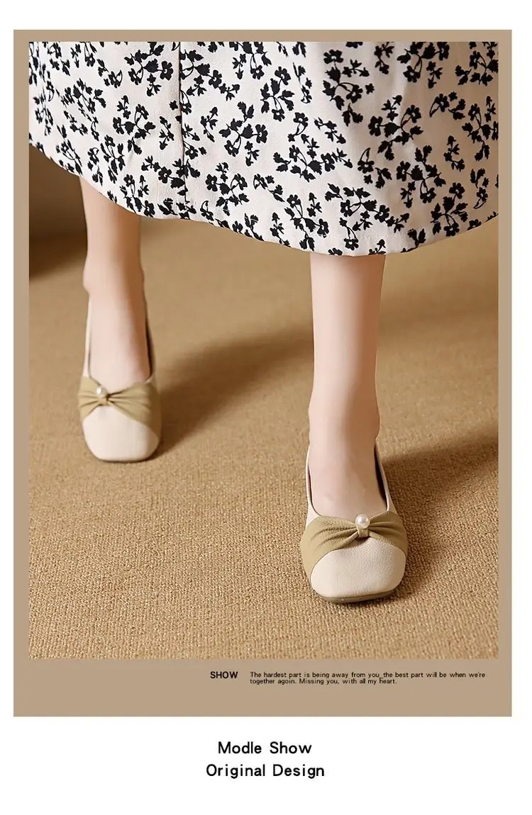 Square Toe Shallow Mouth Single Shoes Women's 2025 French All-match Flat Bean Shoes Soft Bottom Spring New Evening Breeze Women's Shoes — feature 9