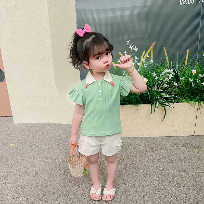 Girls' Pink & Cream Two-Piece Summer Suit — feature 12