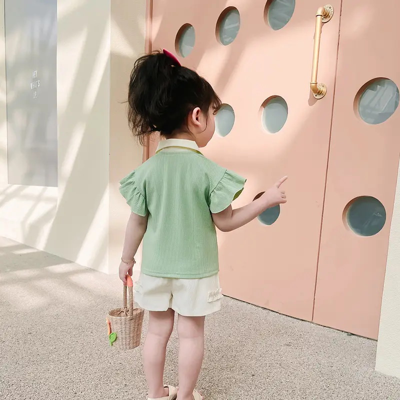 Girls' Pink & Cream Two-Piece Summer Suit — feature 15