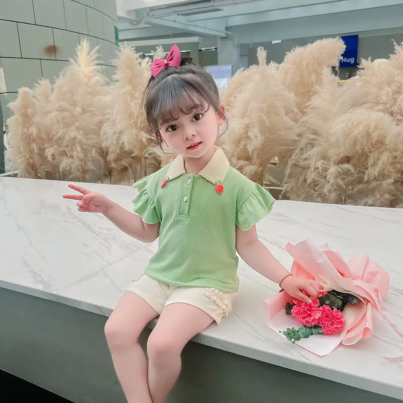 Girls' Pink & Cream Two-Piece Summer Suit — feature 17