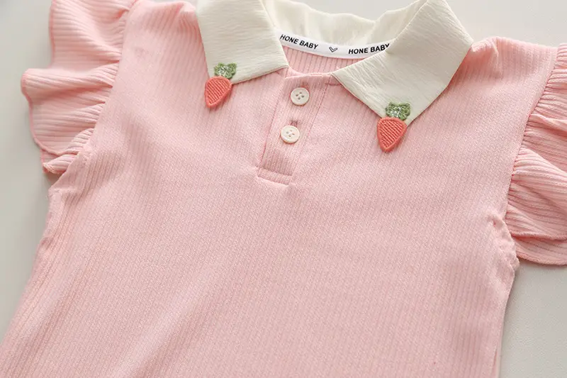 Girls' Pink & Cream Two-Piece Summer Suit — feature 30