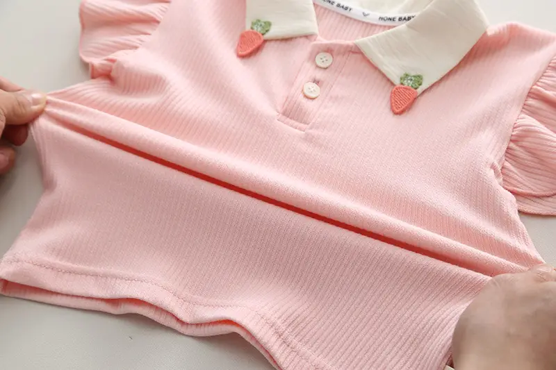 Girls' Pink & Cream Two-Piece Summer Suit — feature 33