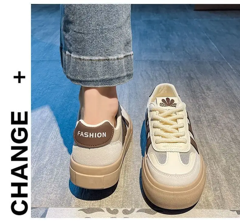 Women's Mesh Sneakers White Brown 2025 Spring — feature 10