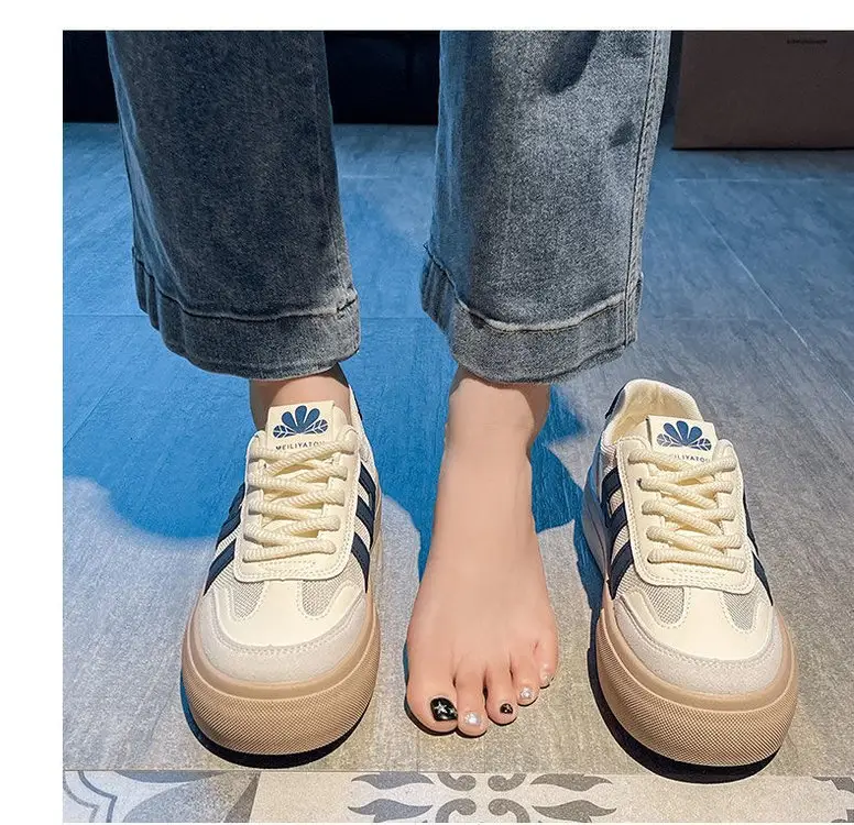 Women's Mesh Sneakers White Brown 2025 Spring — feature 11