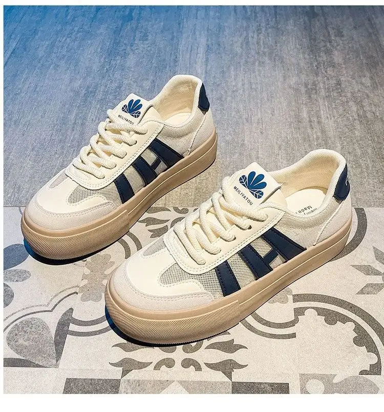 Women's Mesh Sneakers White Brown 2025 Spring — feature 13