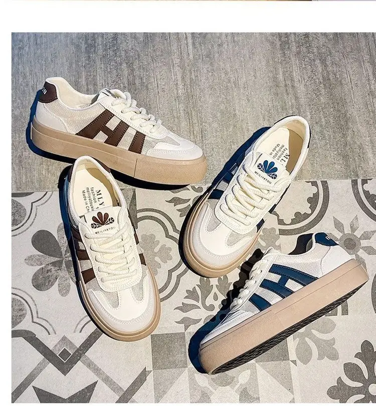 Women's Mesh Sneakers White Brown 2025 Spring — feature 15