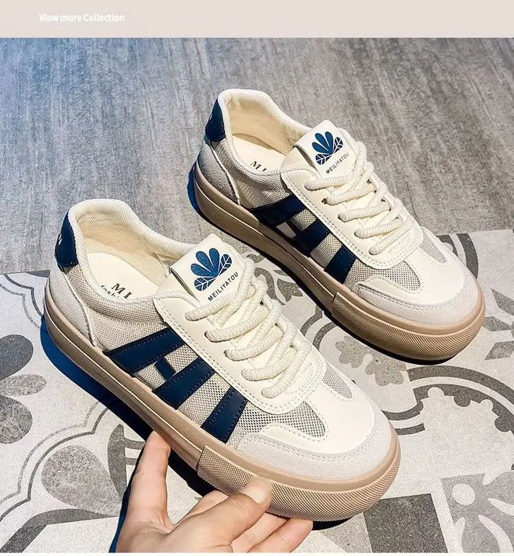 Women's Mesh Sneakers White Brown 2025 Spring — feature 16