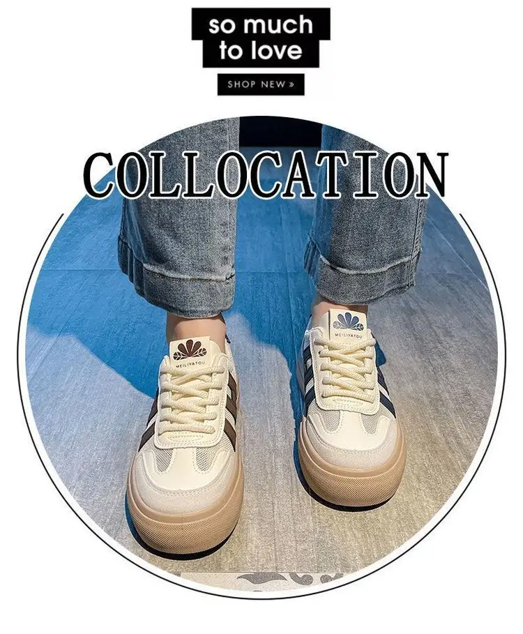Women's Mesh Sneakers White Brown 2025 Spring — feature 4