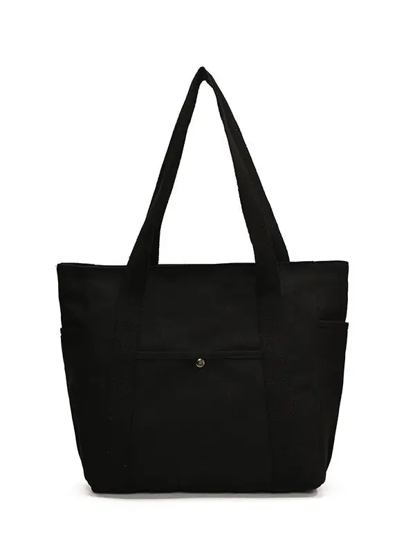 Women's Black Canvas Tote Bag Large Capacity 2025 - Image 7