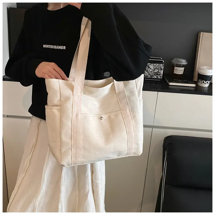 Women's Black Canvas Tote Bag Large Capacity 2025 — feature 11
