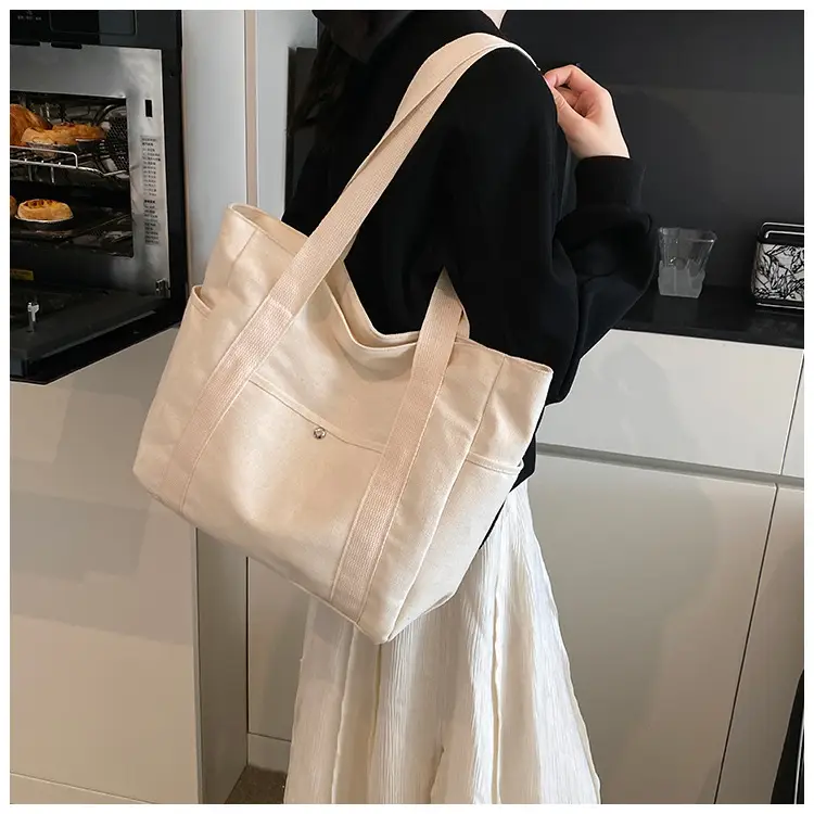 Women's Black Canvas Tote Bag Large Capacity 2025 — feature 12