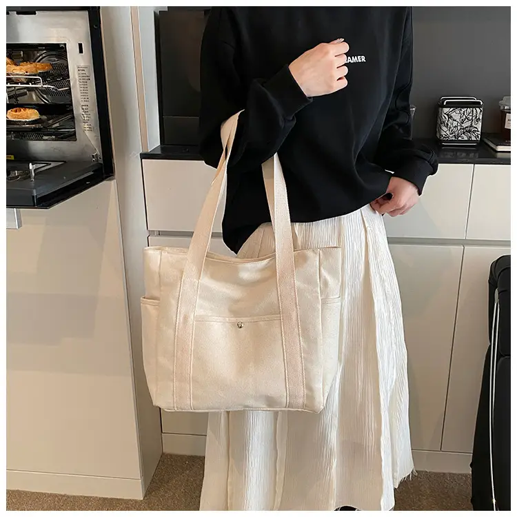 Women's Black Canvas Tote Bag Large Capacity 2025 — feature 13