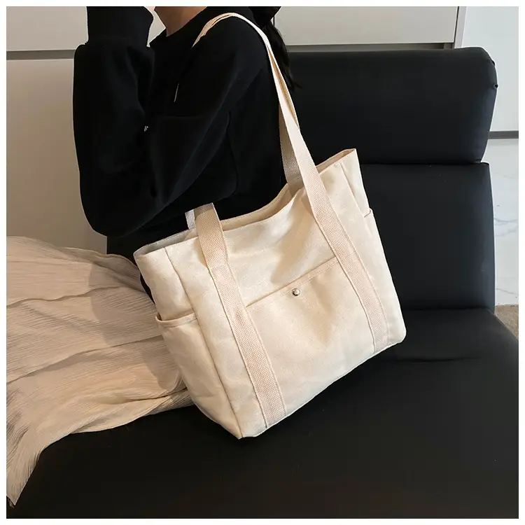 Women's Black Canvas Tote Bag Large Capacity 2025 — feature 14