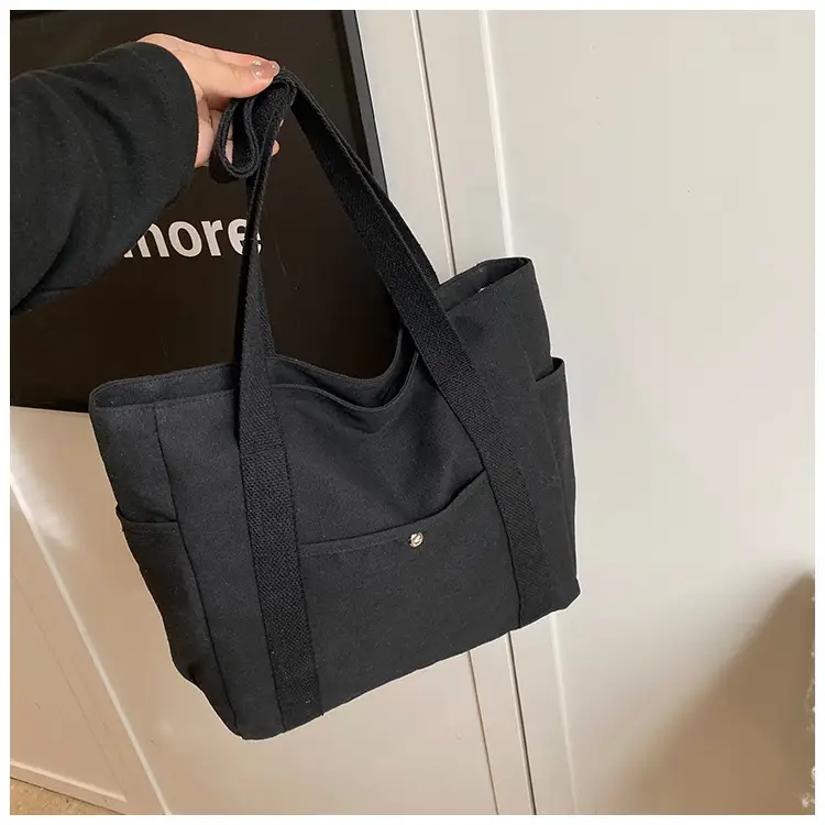 Women's Black Canvas Tote Bag Large Capacity 2025 — feature 20