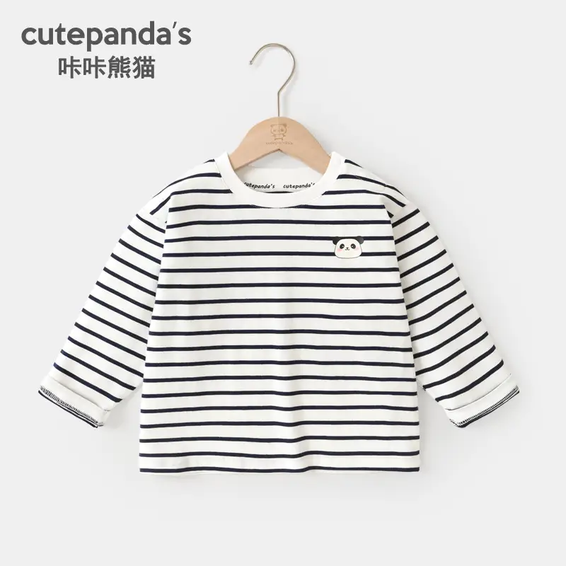Kaka Panda Boys Long Sleeve Striped T-Shirt Spring