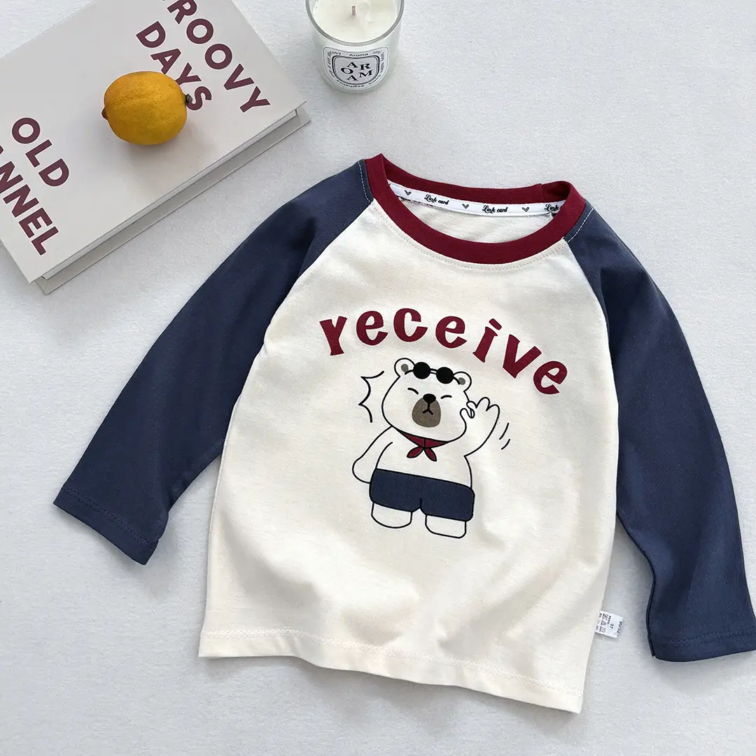 New Kidsren's T-Shirt Pure Cotton Boys' Tops Long-Sleeved Single-Piece - Image 2