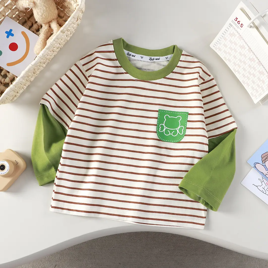 New Kidsren's T-Shirt Pure Cotton Boys' Tops Long-Sleeved Single-Piece - Image 3