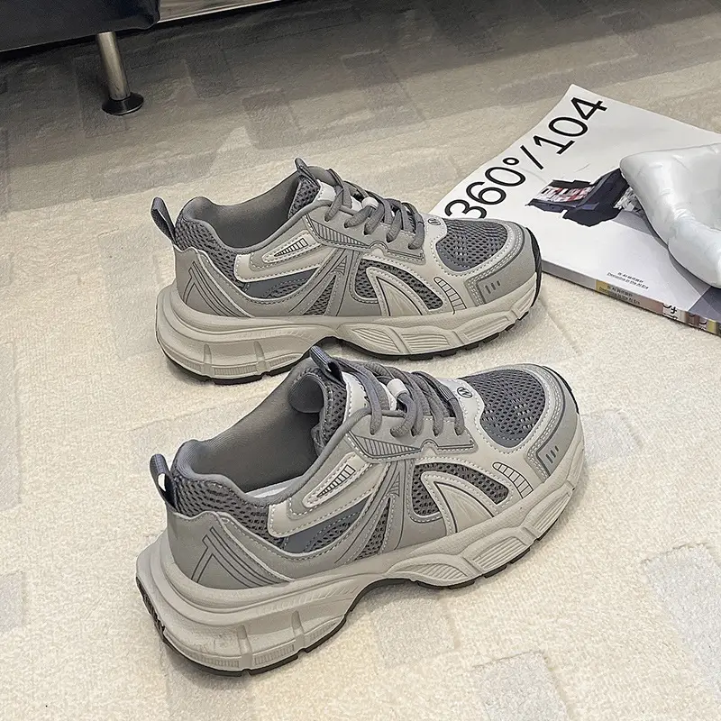 2025 Autumn and Winter Thick-Soled Dad Shoes for Women New Niche Versatile Heightening Lightweight Mesh Casual Running Sneakers — feature 2