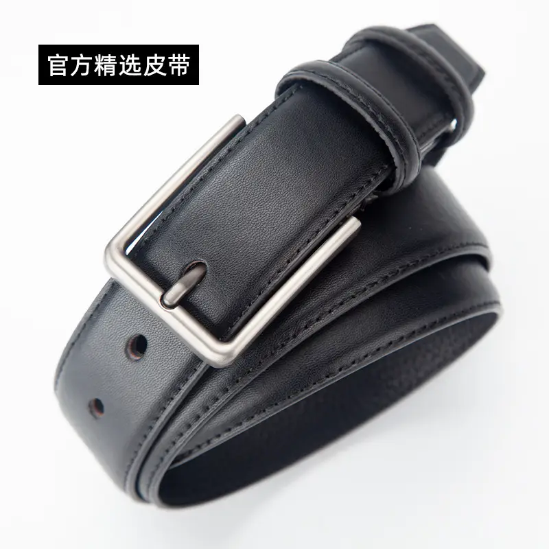 Men's Black Genuine Leather Belt 3.4" with Buckle - Image 6