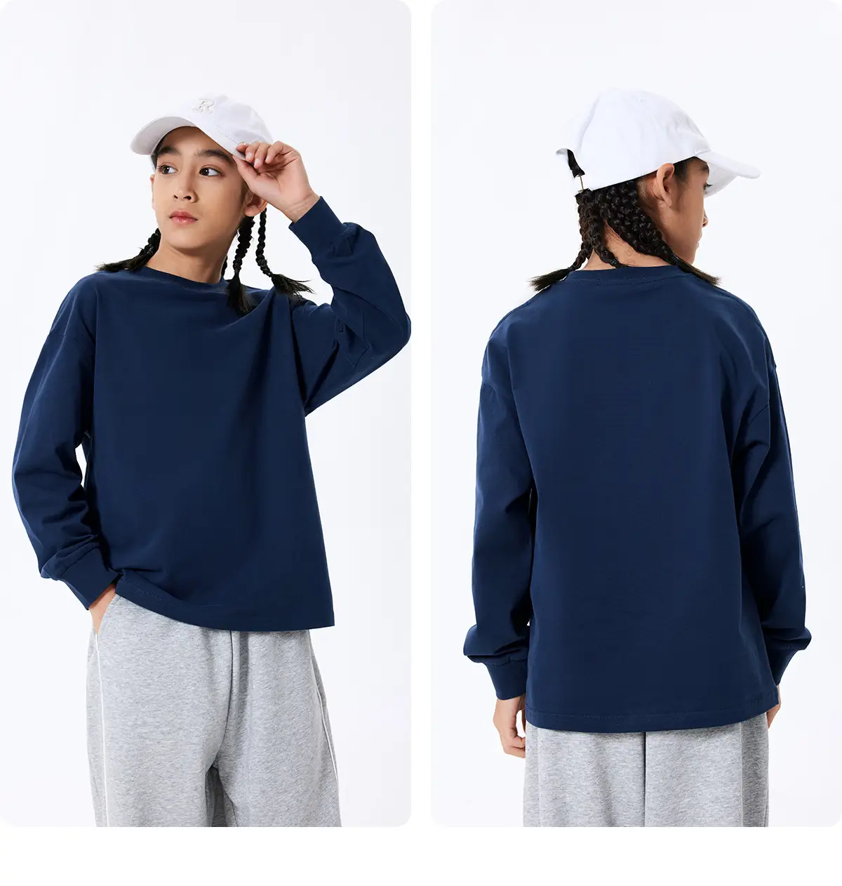 Kids Long Sleeve T-Shirt Purple Black Set — feature 46