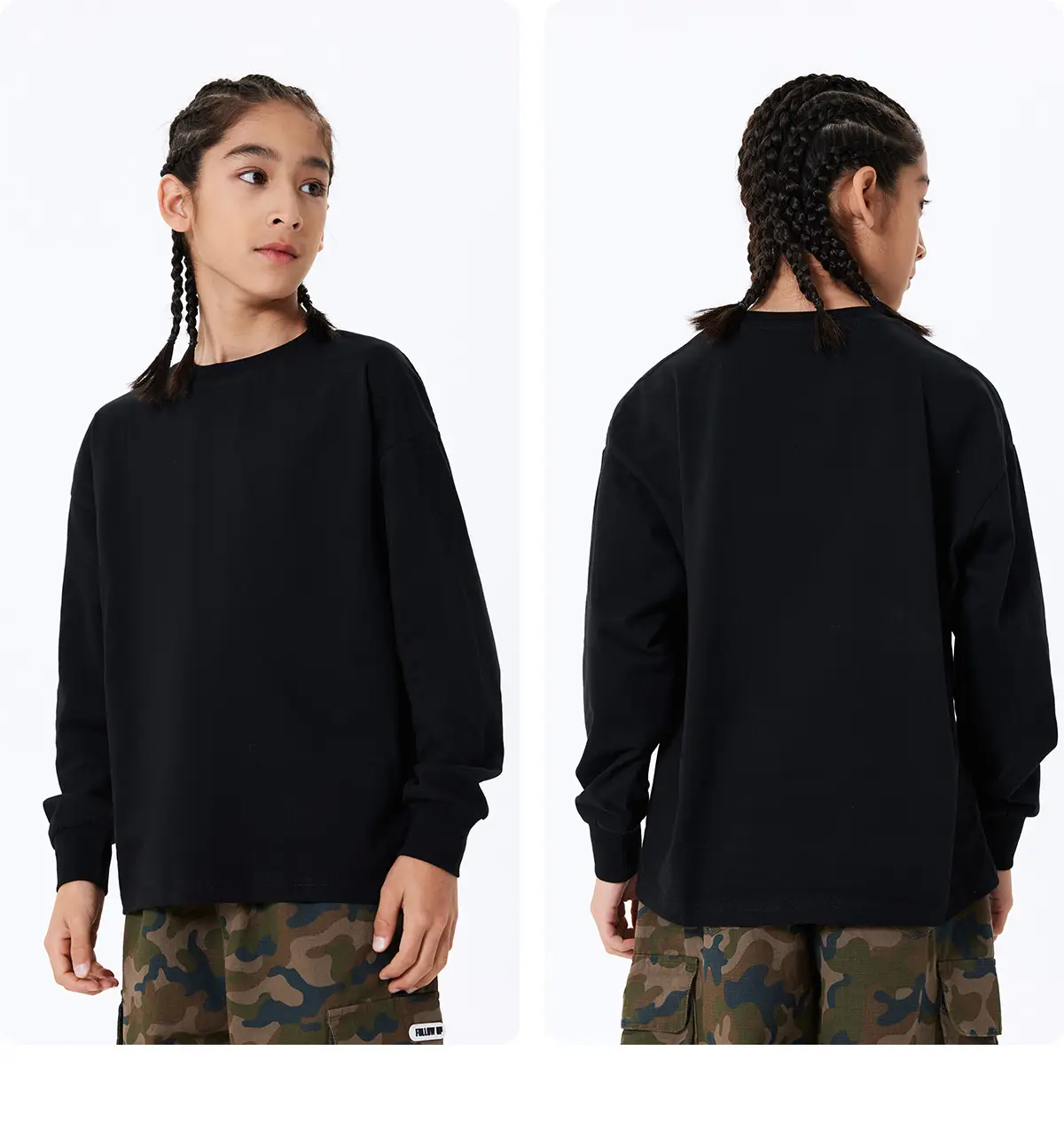 Kids Long Sleeve T-Shirt Purple Black Set — feature 51