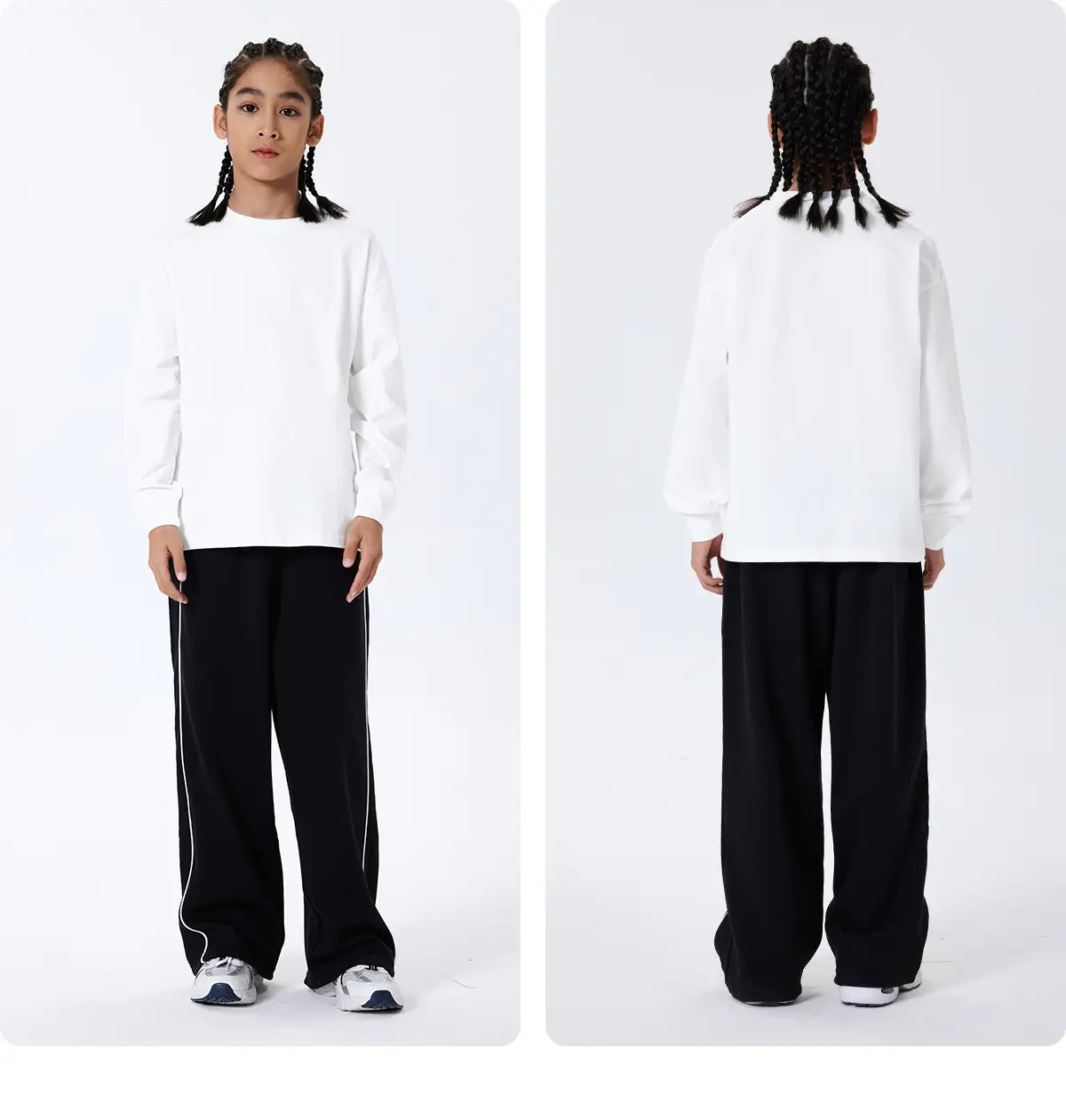 Kids Long Sleeve T-Shirt Purple Black Set — feature 53