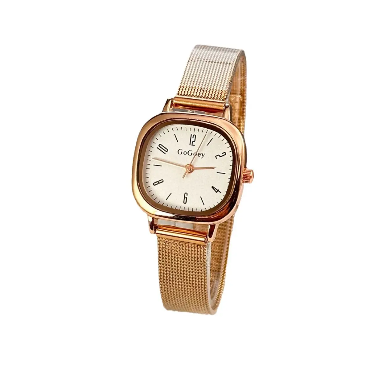 Rose Gold Square Watch with Mesh Band for Girls