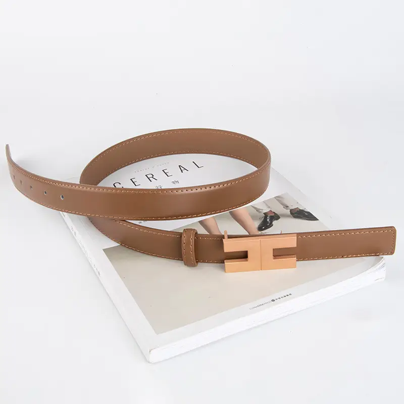 New Korean Fashion Leather Belt Coffee Color Women's Business Commute Waist Decoration