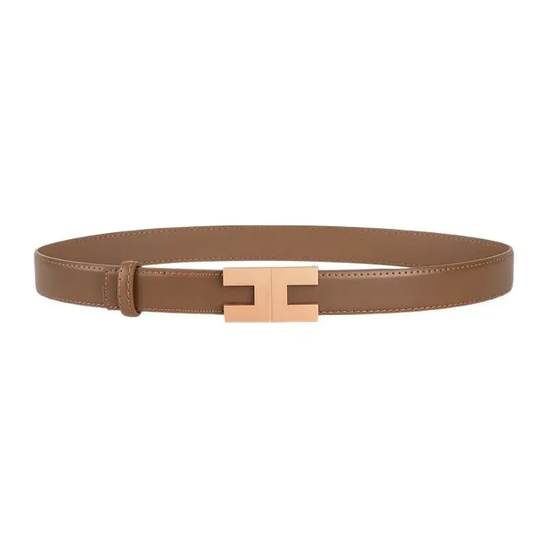 New Korean Fashion Leather Belt Coffee Color Women's Business Commute Waist Decoration