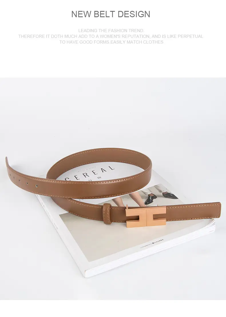 New Korean Fashion Leather Belt Coffee Color Women's Business Commute Waist Decoration — feature 10