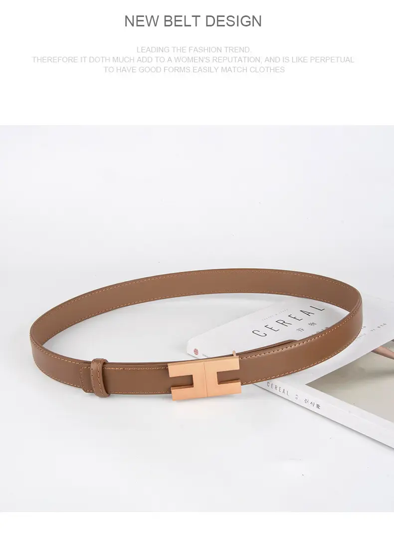 New Korean Fashion Leather Belt Coffee Color Women's Business Commute Waist Decoration — feature 11