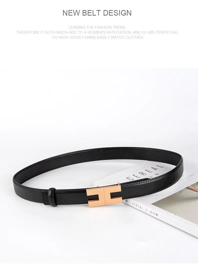 New Korean Fashion Leather Belt Coffee Color Women's Business Commute Waist Decoration — feature 12