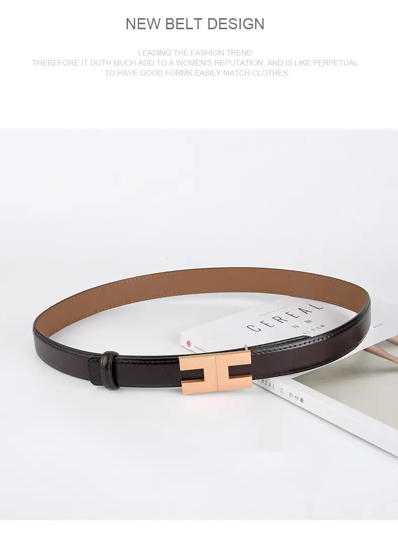 New Korean Fashion Leather Belt Coffee Color Women's Business Commute Waist Decoration — feature 13