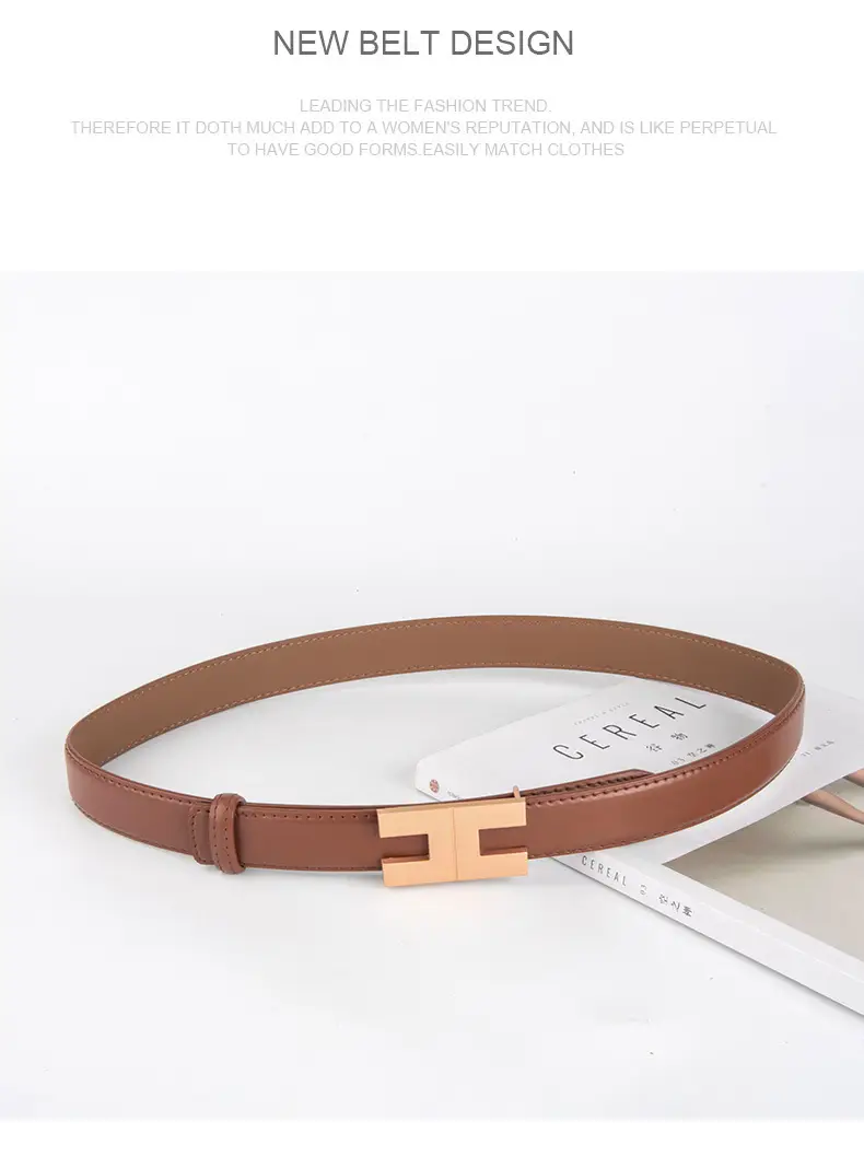 New Korean Fashion Leather Belt Coffee Color Women's Business Commute Waist Decoration — feature 14