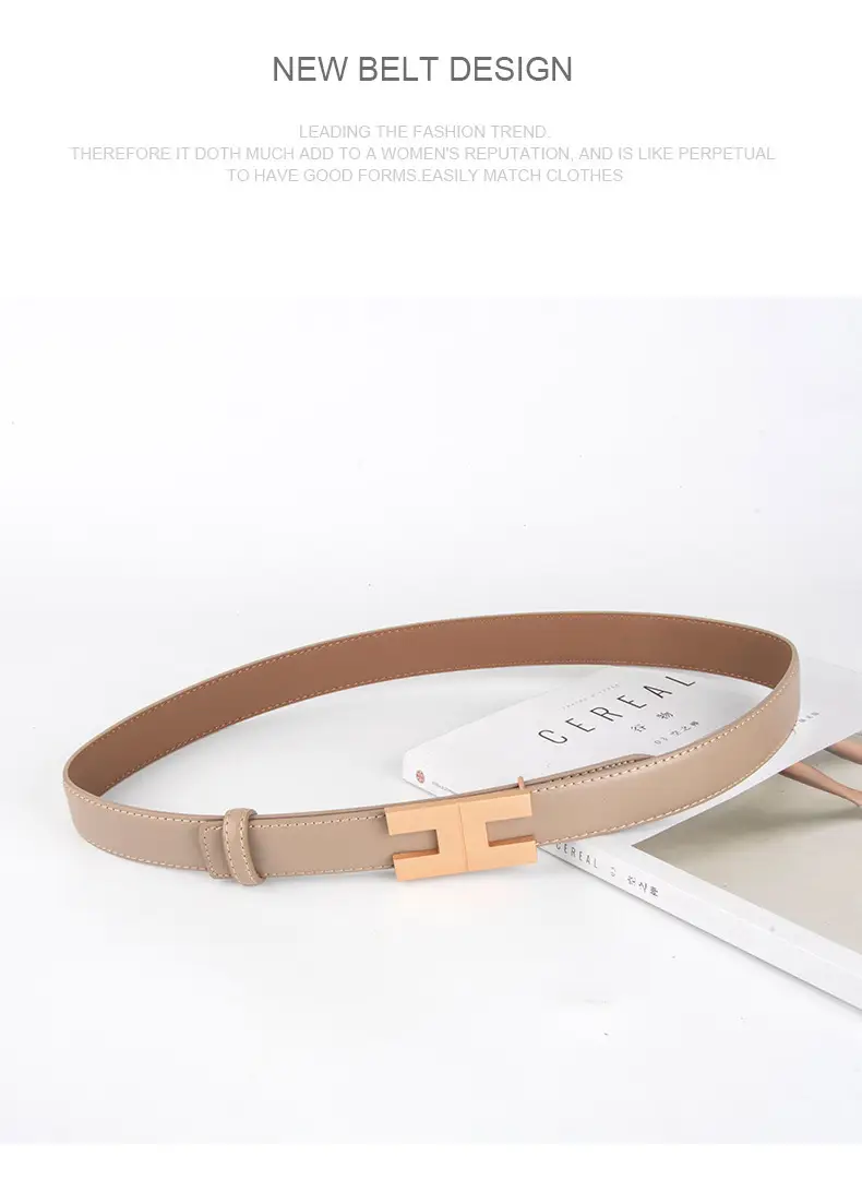 New Korean Fashion Leather Belt Coffee Color Women's Business Commute Waist Decoration — feature 15