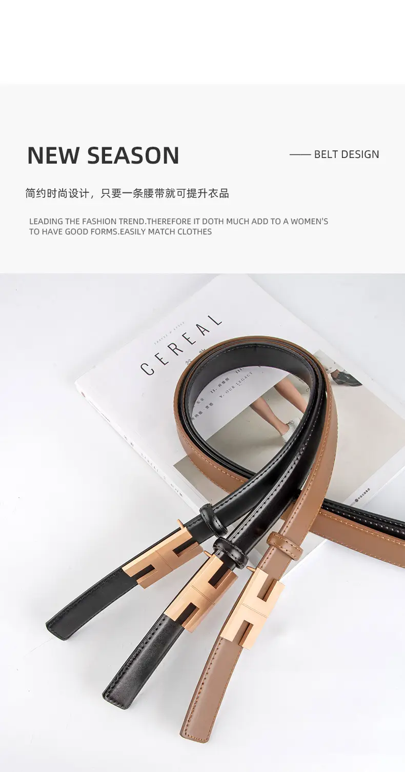 New Korean Fashion Leather Belt Coffee Color Women's Business Commute Waist Decoration — feature 4