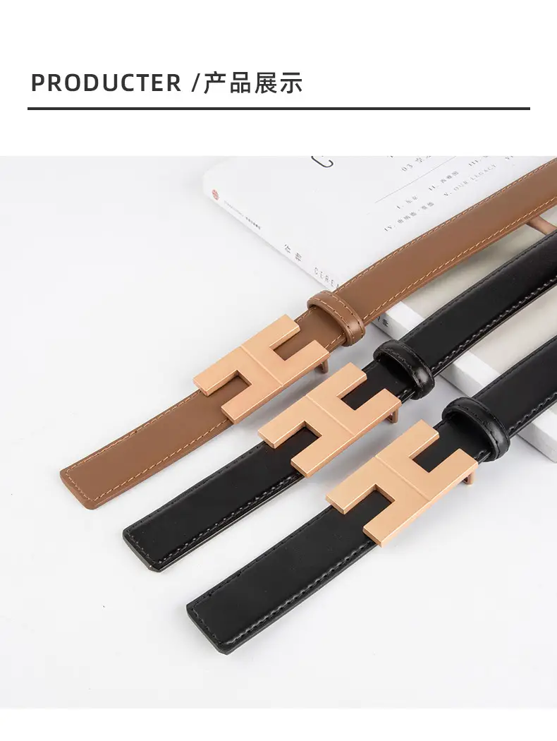 New Korean Fashion Leather Belt Coffee Color Women's Business Commute Waist Decoration — feature 9