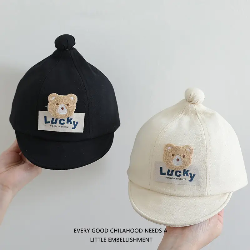 Baby "Lucky" Bear Cap Black Spring Autumn - Image 10