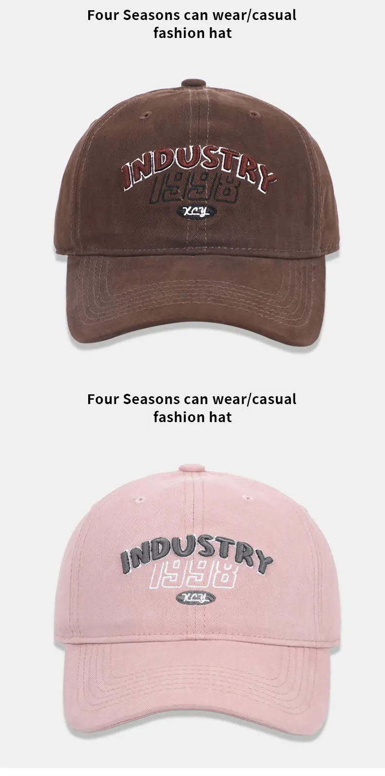 Pink Vintage Letter Embroidered Baseball Cap for Women & Men — feature 13
