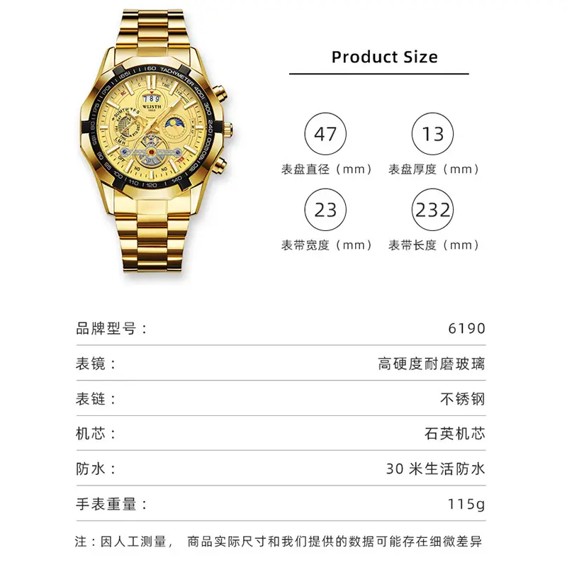 Men's Swiss Quartz Chronograph Watch with Luminous Dial - Image 10