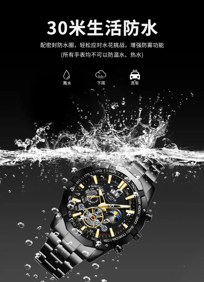 Men's Swiss Quartz Chronograph Watch with Luminous Dial — feature 10