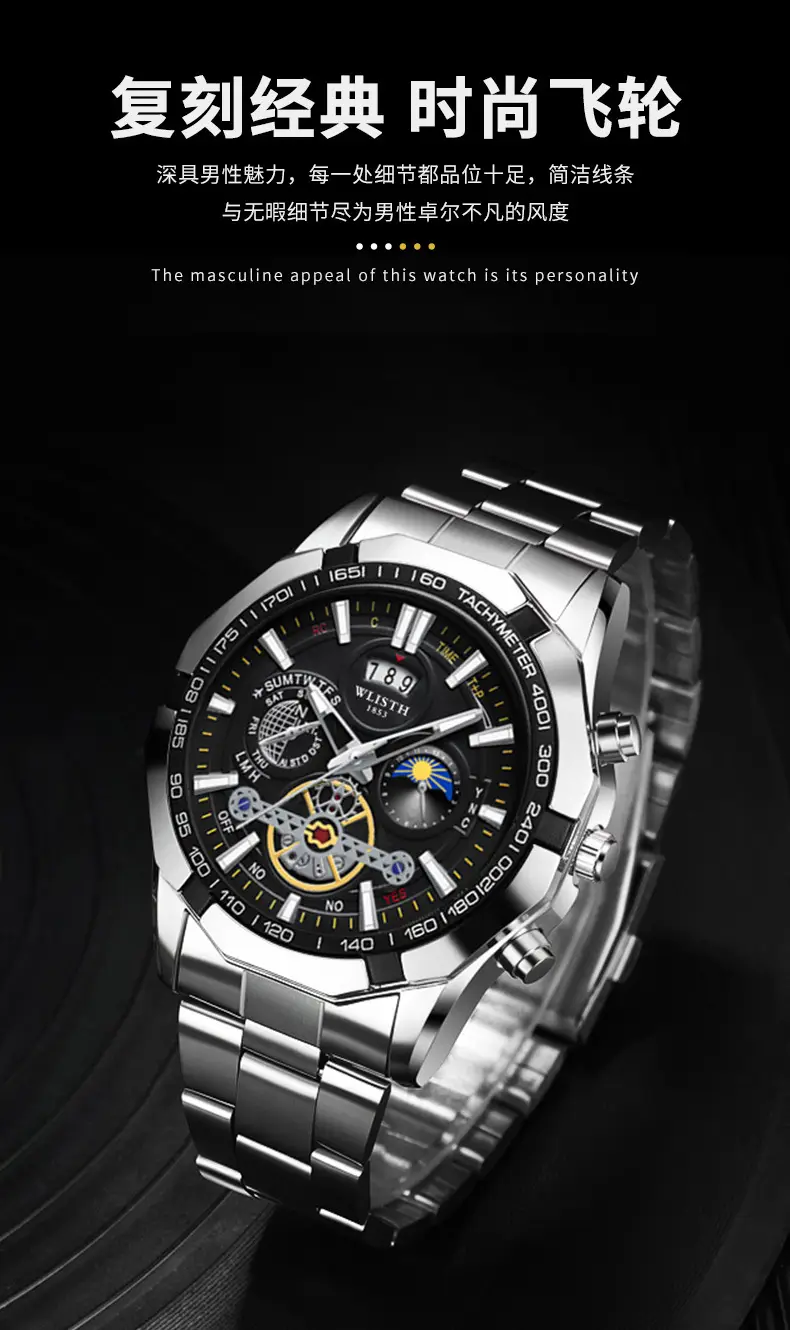 Men's Swiss Quartz Chronograph Watch with Luminous Dial — feature 4