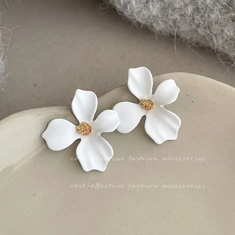 Matte Zircon Flower Earrings for Women