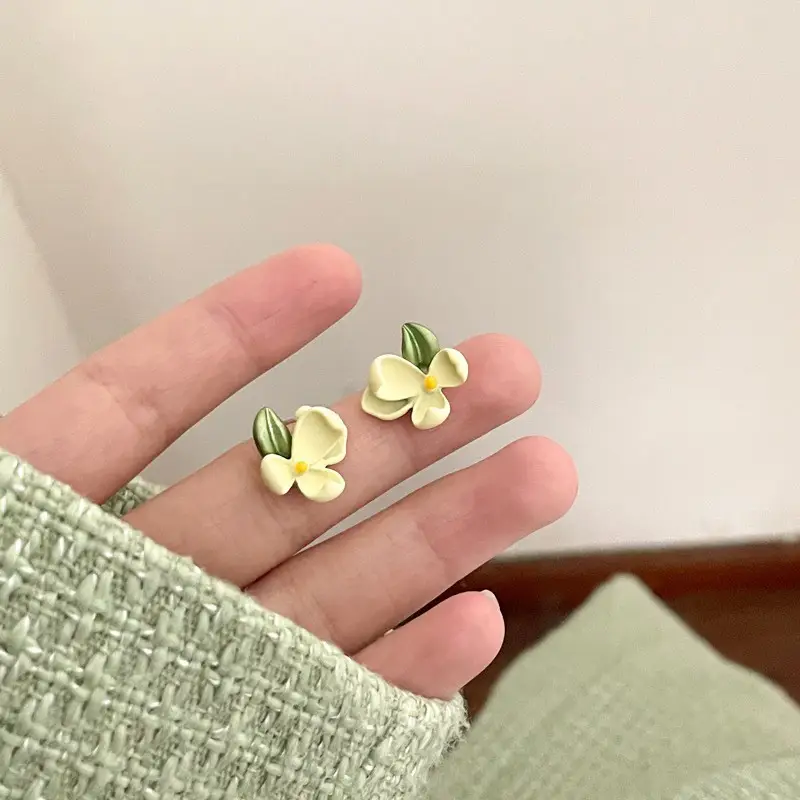 Matte Zircon Flower Earrings for Women