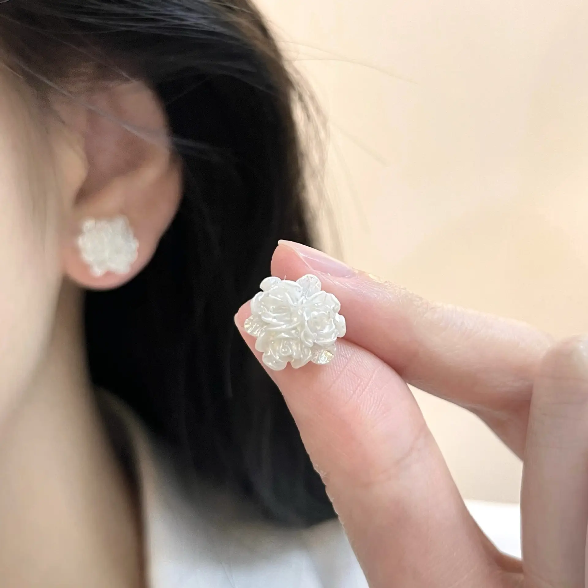 Matte Zircon Flower Earrings for Women