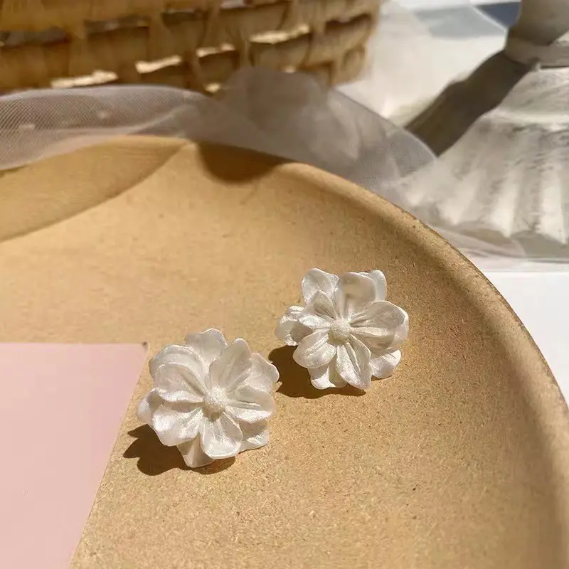 Matte Zircon Flower Earrings for Women