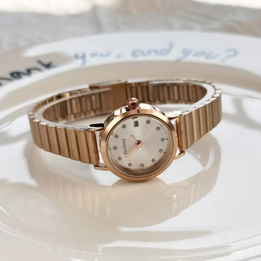 Women's Rose Gold Quartz Watch with Diamond Dial - Image 8